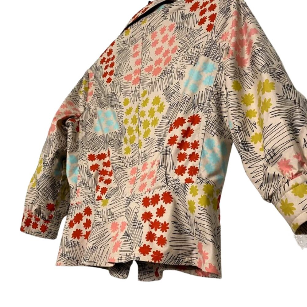 Marc Jacobs Colorful Daisy Floral Print Short Blazer Jacket Cotton Stretch - Picture 5 of 13